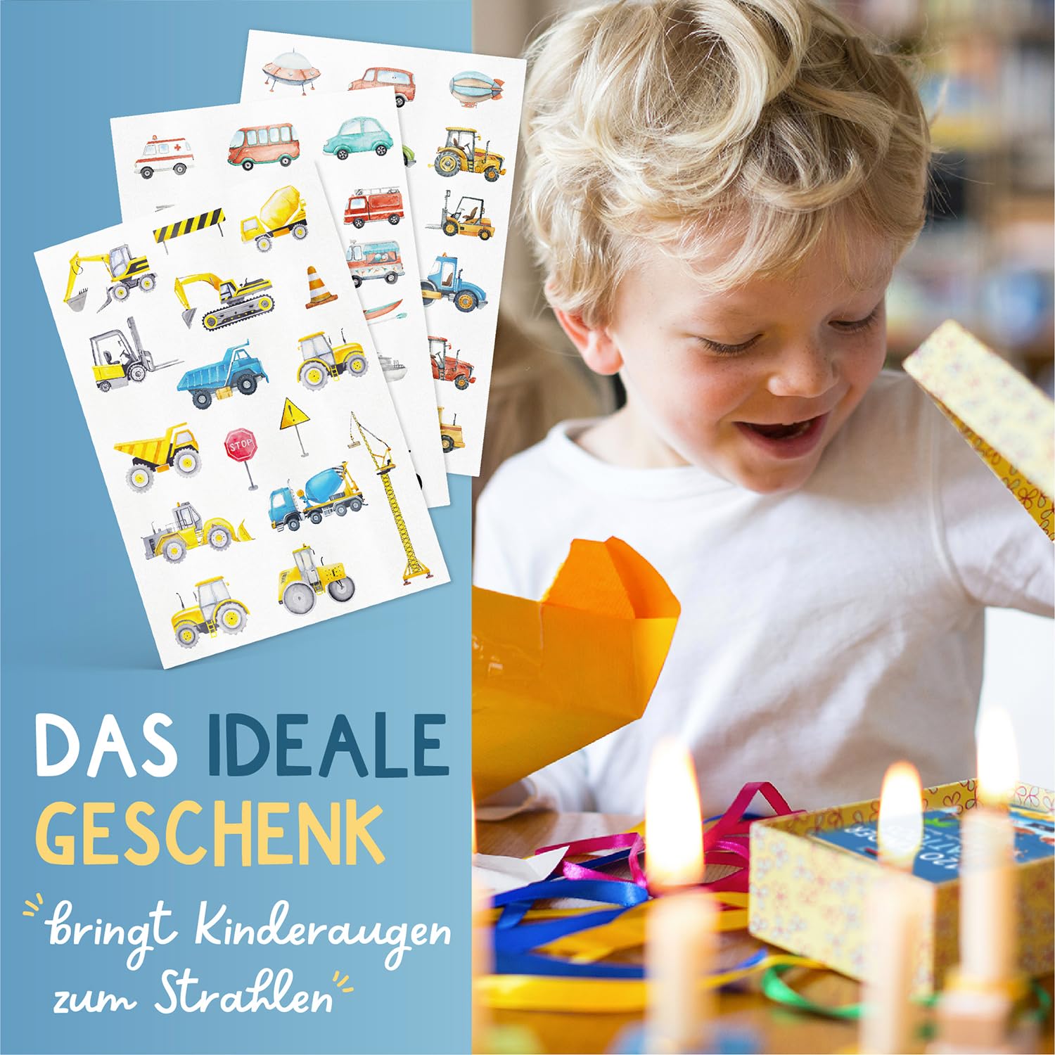 Detalle 2 de Famifidus 120 hautfreundliche Kinder Tattoos – Fahrzeug & Baumaschinen Motive, vegan und dermatologisch getestet
