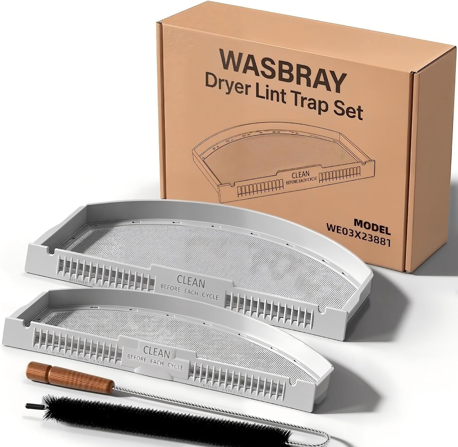 Detalle de WASBRAY WE03X23881 Dryer Lint Trap Filter, 2-Pack with Cleaning Brush