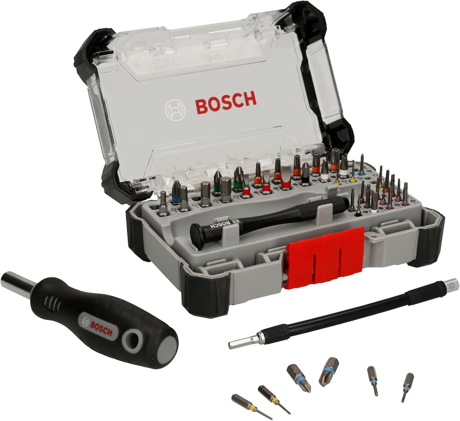 Detalle de BOSCH 2607002837 精密ドライバービットセット 43点・フレックス延長ホルダー付き