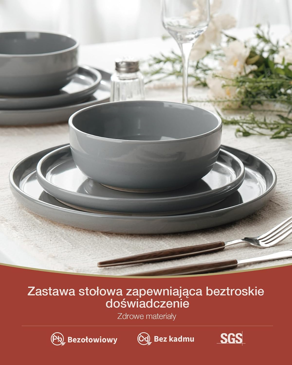 Detalle 2 de Richmount Milkyway 0-MI0713 – zestaw obiadowy 18 elementów, ciemnoszary