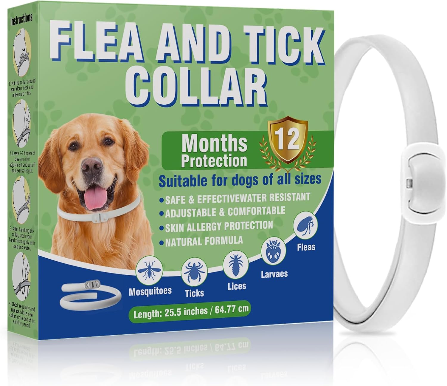 Thumbnail 6 de Collier Anti Puces pour Chien – 2 pack, ajustable jusqu’à 65 cm et protection jusqu’à 12 mois