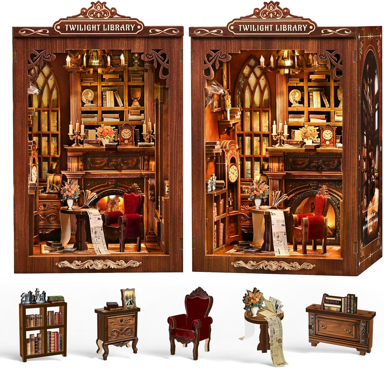 Detalle de Sagiterra Book Nook DIY Dollhouse Kit