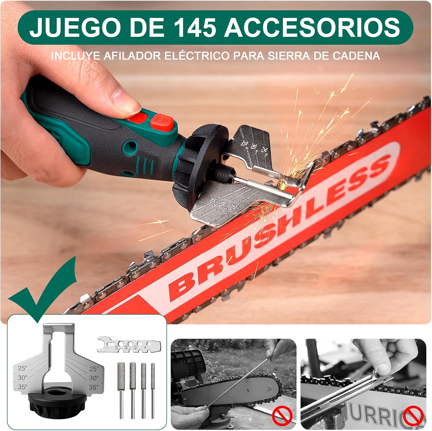 Detalle 2 de HYCHIKA herramienta rotativa 8V con 145 accesorios