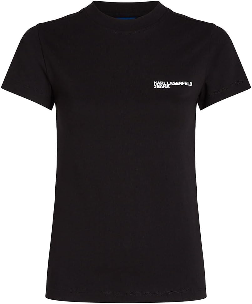 Detalle de Karl Lagerfeld Jeans Femme Slim Short Sleeve T-Shirt – coupe ajustée et logo sur la poitrine