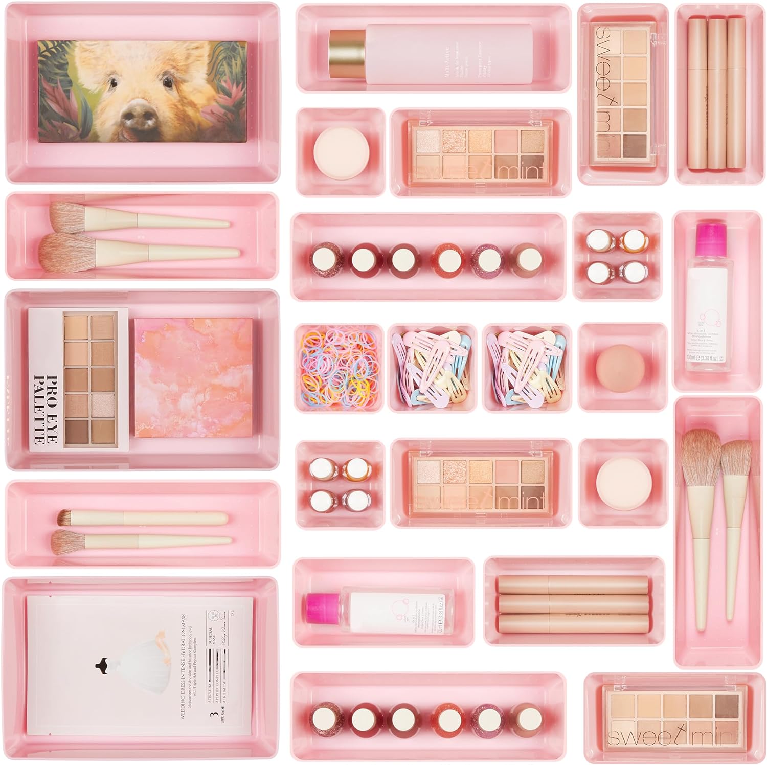 Thumbnail 5 de Vtopmart 15 Pack Drawer Organisers — 4-Size Clear Drawer Trays for Makeup, Kitchen, Office and More