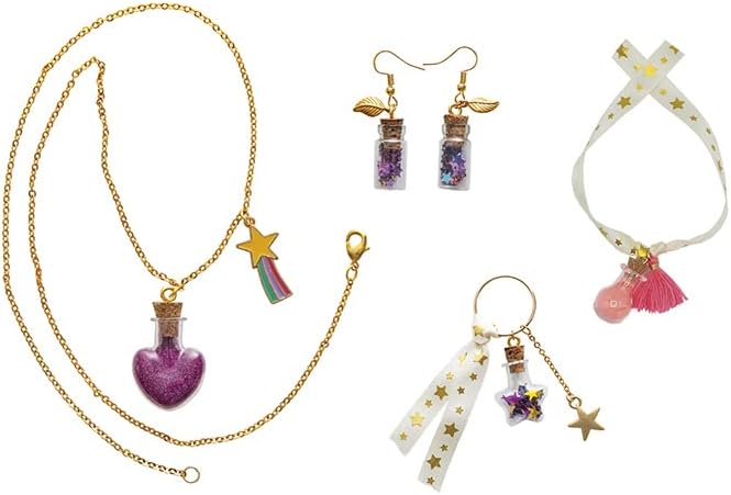 Detalle 2 de Janod J07994 Les Ateliers Bijoux sieradenset met flesjes, glitter en glow-in-the-darkzand