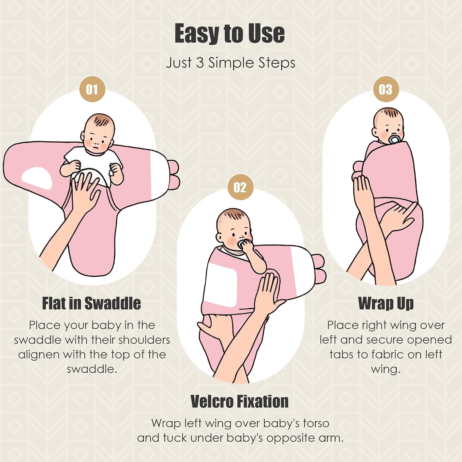 Detalle de SWEET DOLPHIN Baby Swaddle Sleep Sacks, 3-Pack
