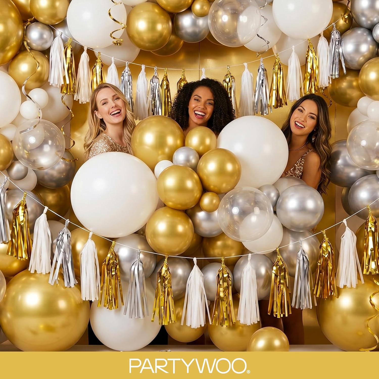 Thumbnail 4 de PartyWoo Gold-G101 Metallic Gold Balloons, 155-Piece Set in Four Sizes