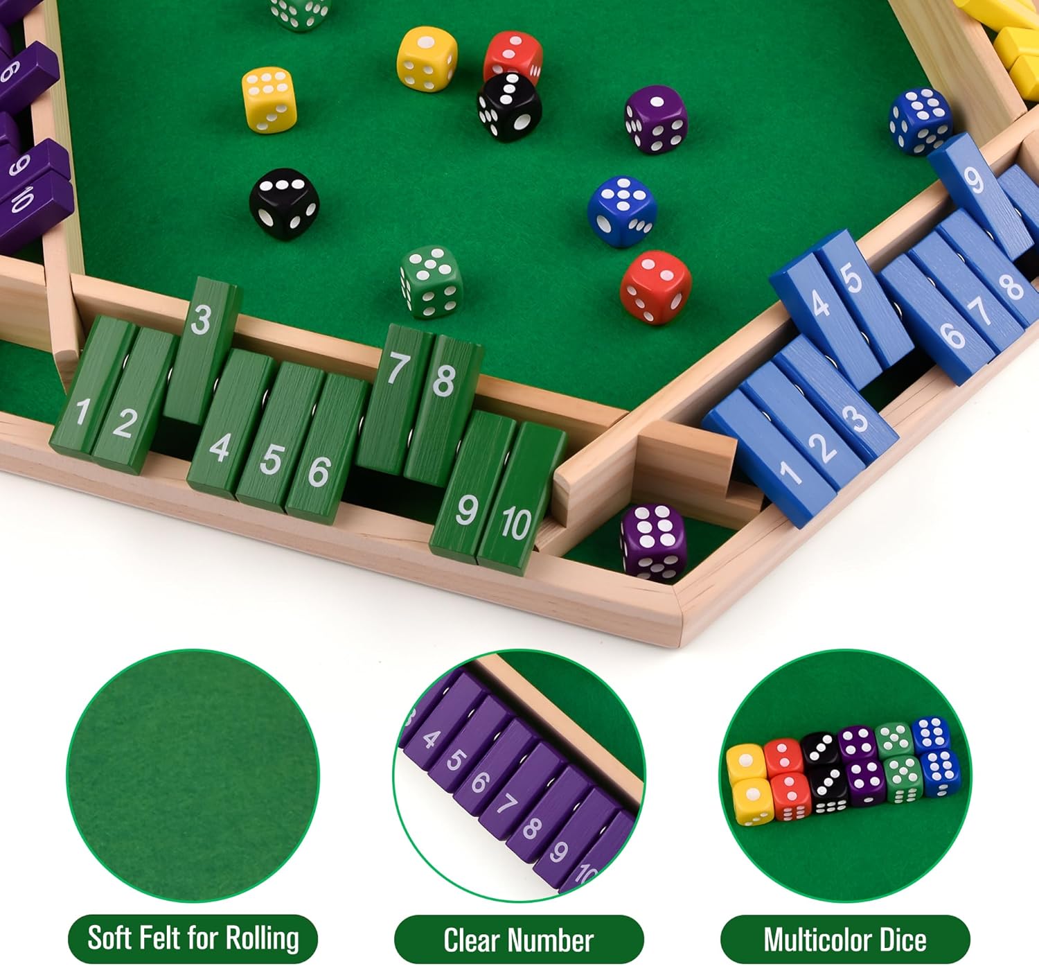 Detalle 2 de Shut The Box en bois pour 6 joueurs