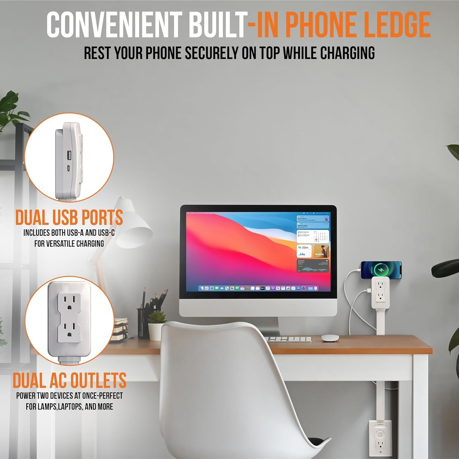 Detalle de EZ Outlet Extender with USB-A, USB-C