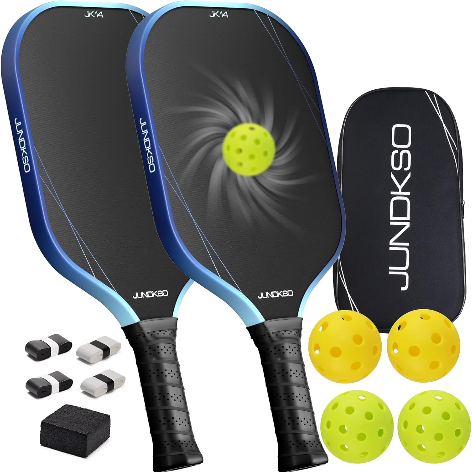 Pickleball Paddles Set of 2 (Graphite Carbon Fiber) — USAPA Approved, Honeycomb Core, Blue
