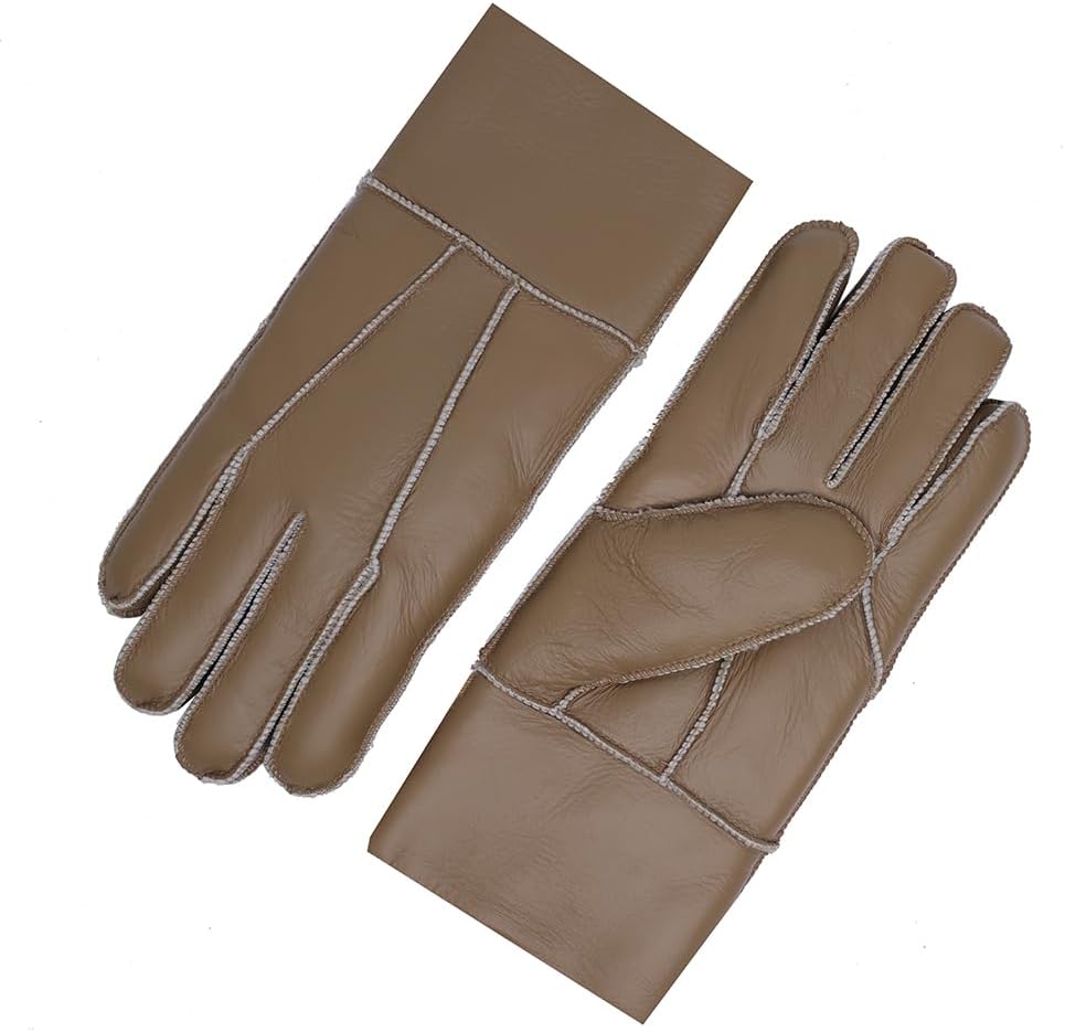 Detalle de Gants en cuir pour hommes, gants chauds d'hiver doublés de fourrure
