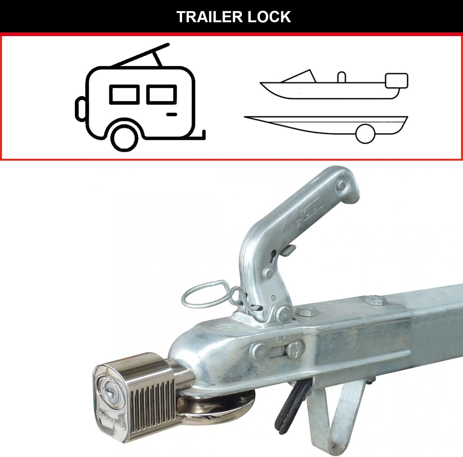 Detalle 2 de Master Lock 377EURDAT: Antifurto universale per rimorchi con 2 chiavi, protezione in alluminio