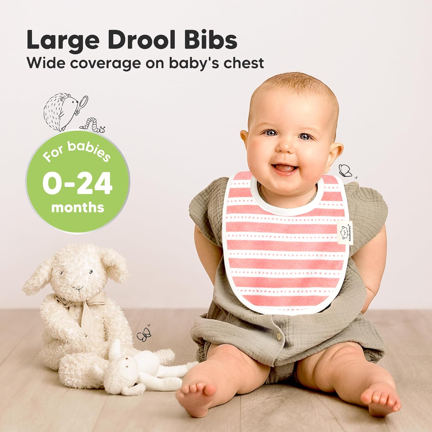 Detalle 2 de Sweet Charm 8-Pack Organic Baby Bibs for 0-24 Months