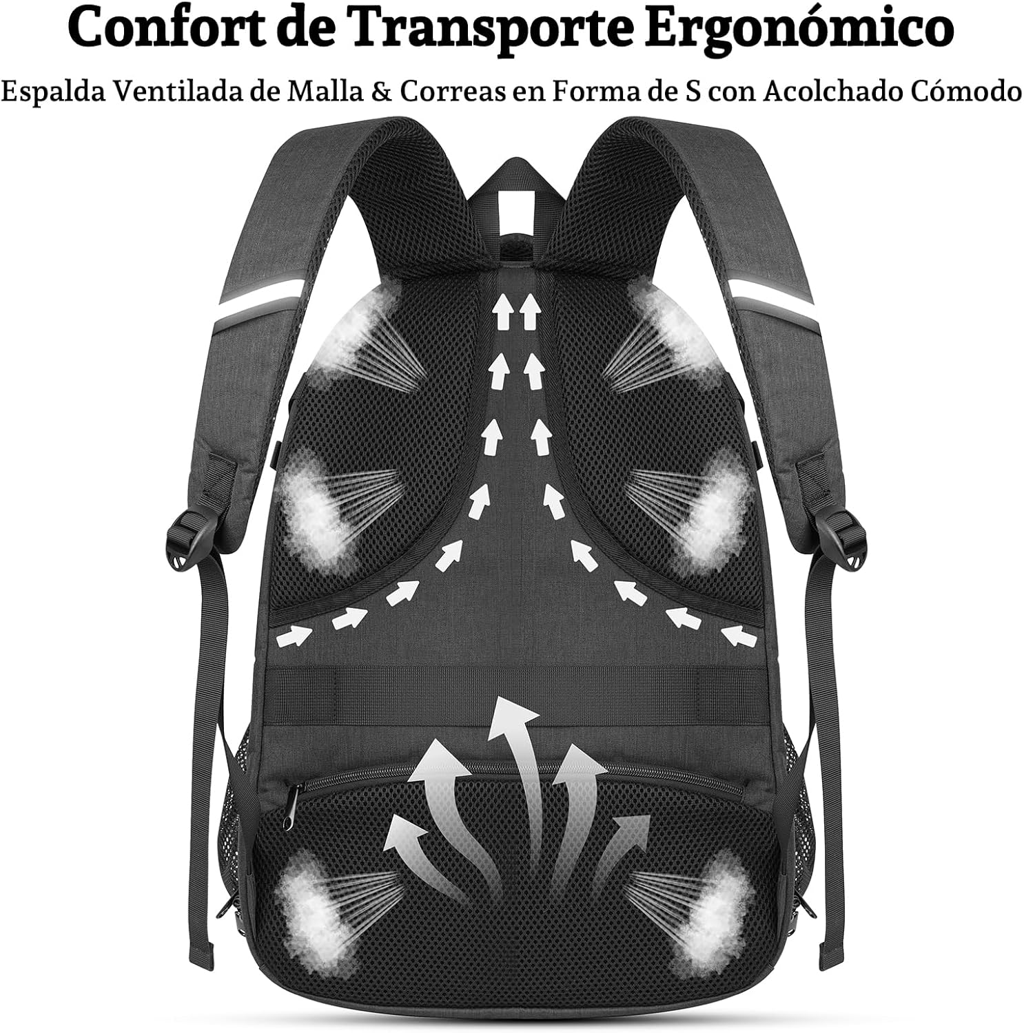 Detalle 2 de ANNMOR Mochila portátil 15,6–17,3" con puerto USB y apertura 180° tipo maleta, negro