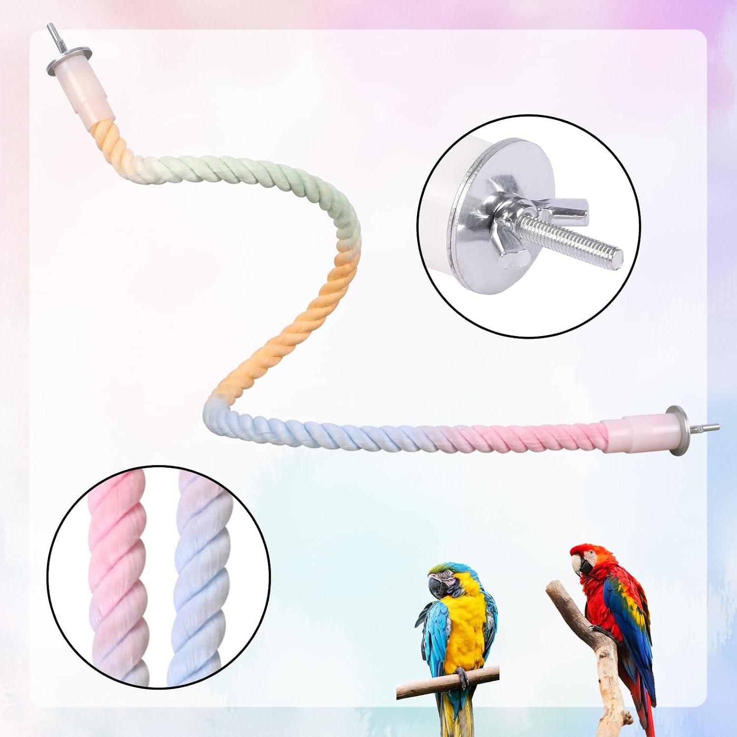Detalle de 3Pcs Gradient Bendable Bird Perch Stand Set – Pink