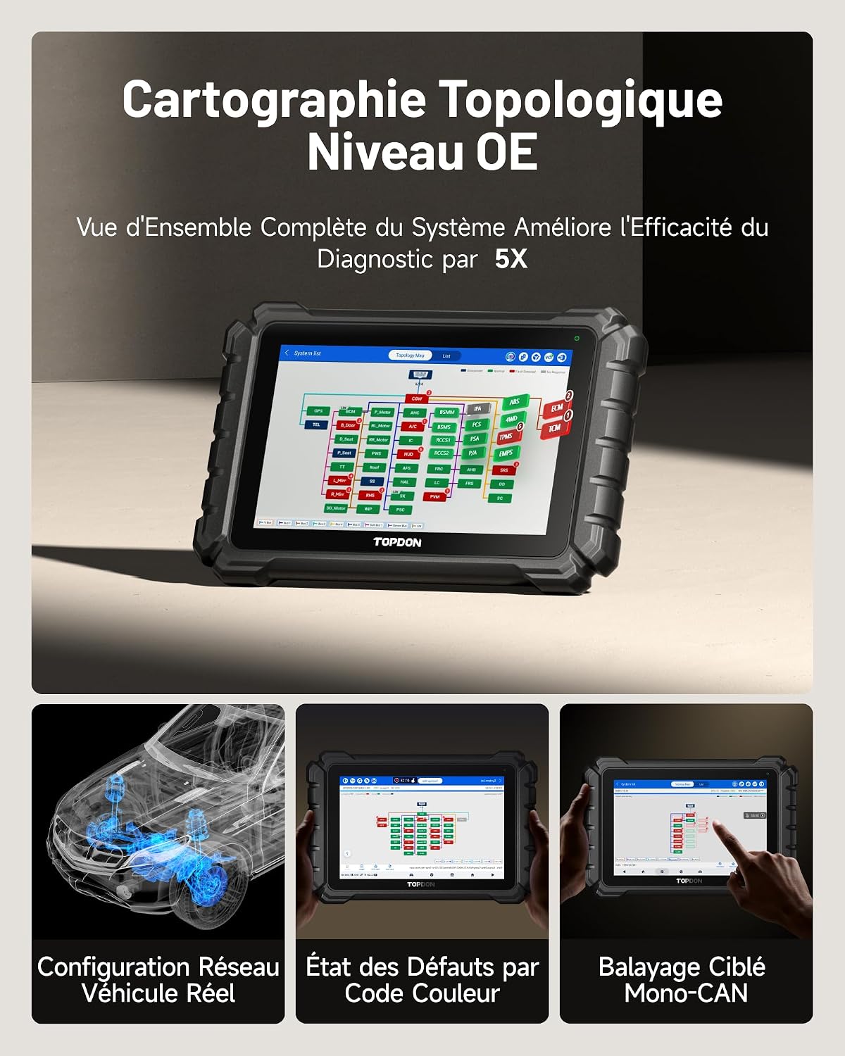 Detalle 2 de TOPDON One 10.1 Valise de Diagnostic Bidirectionnel