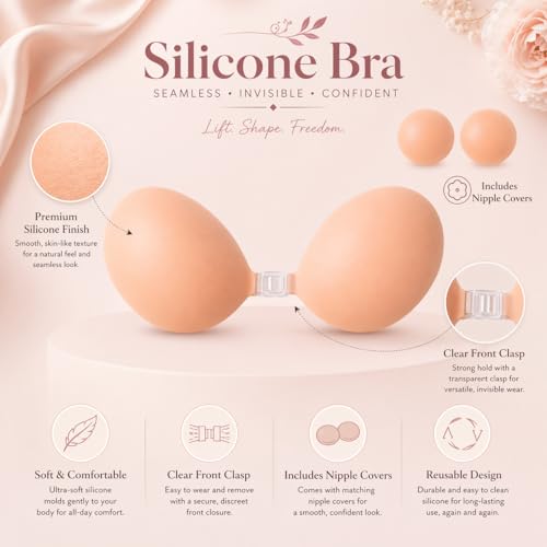 Detalle de Bvanzo Stick On Backless Strapless Push Up Bra (UK) – Invisible Silicone Adhesive Bra