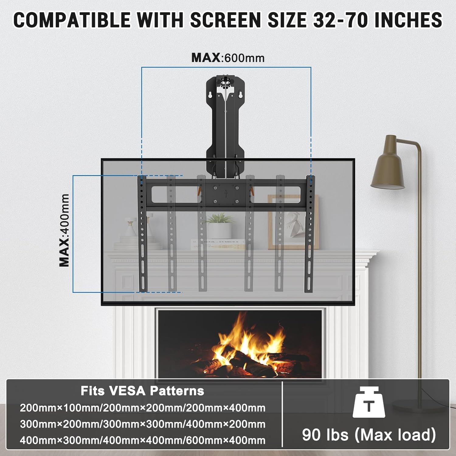 Thumbnail 5 de XINYAO Over Fireplace TV Mount for 32–70" TVs