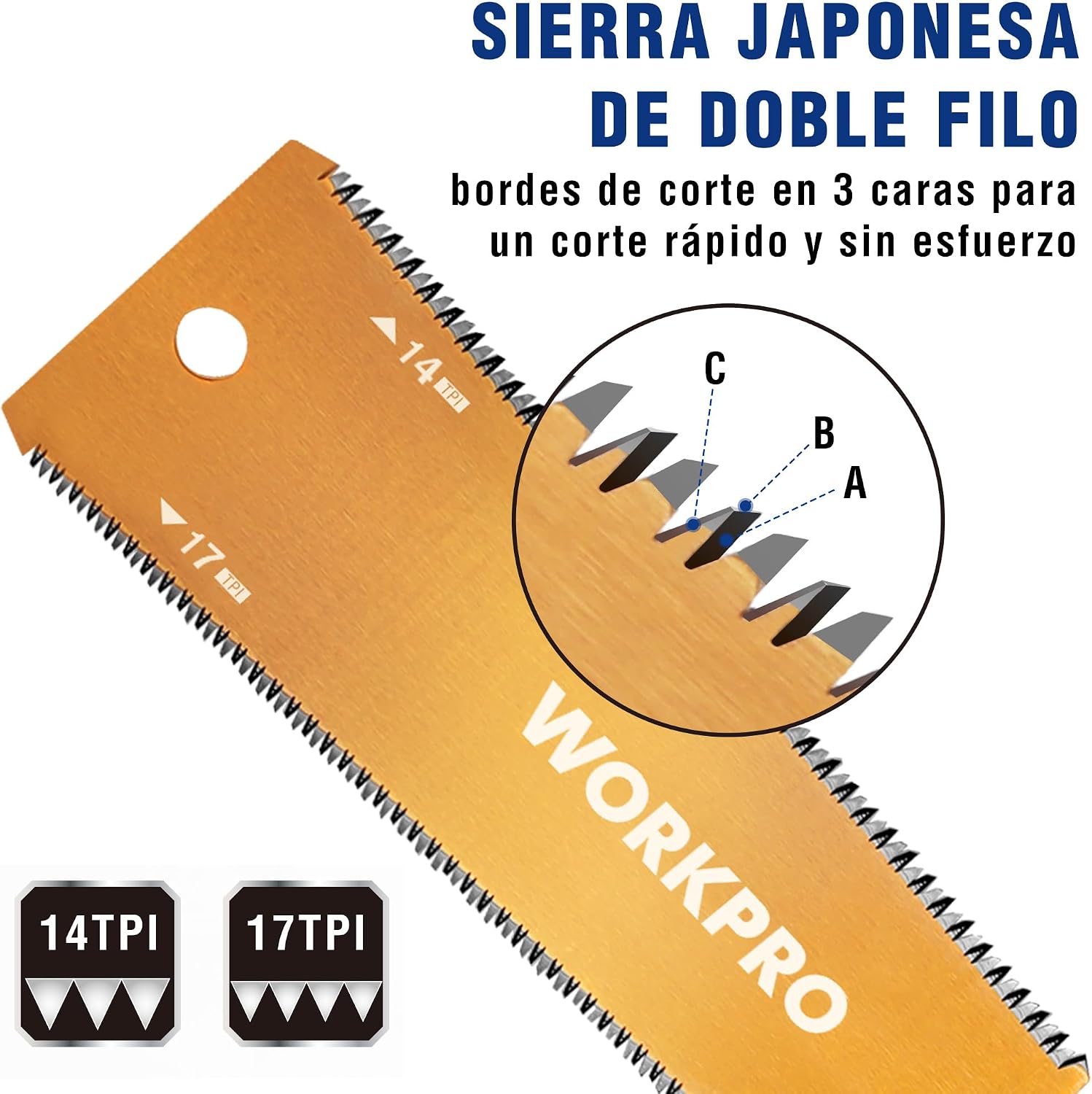 Detalle de WORKPRO Sierra japonesa 150 mm SK5 0,6 mm