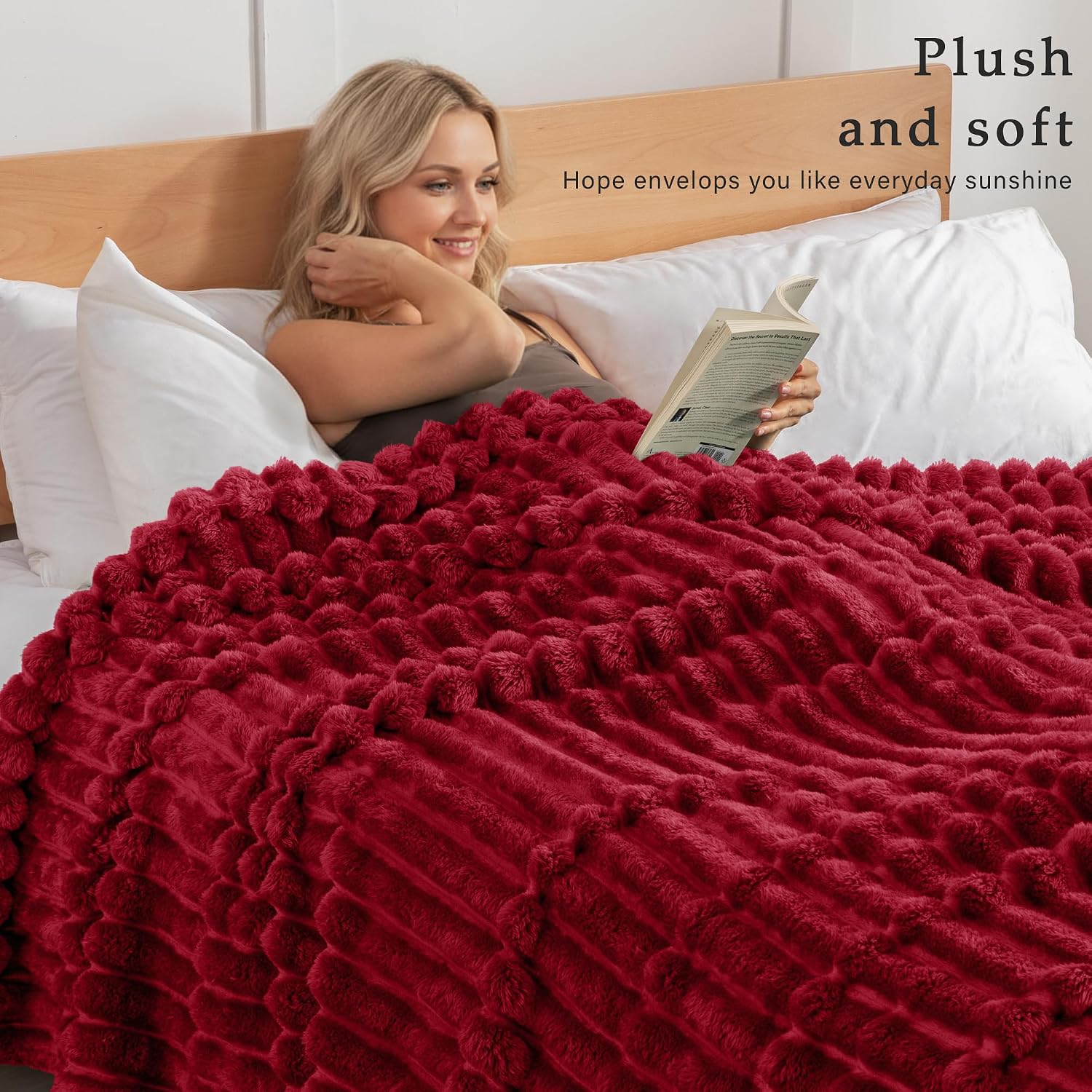 Thumbnail 1 de Exclusivo Mezcla King Size Flannel Fleece Blanket in Deep Red