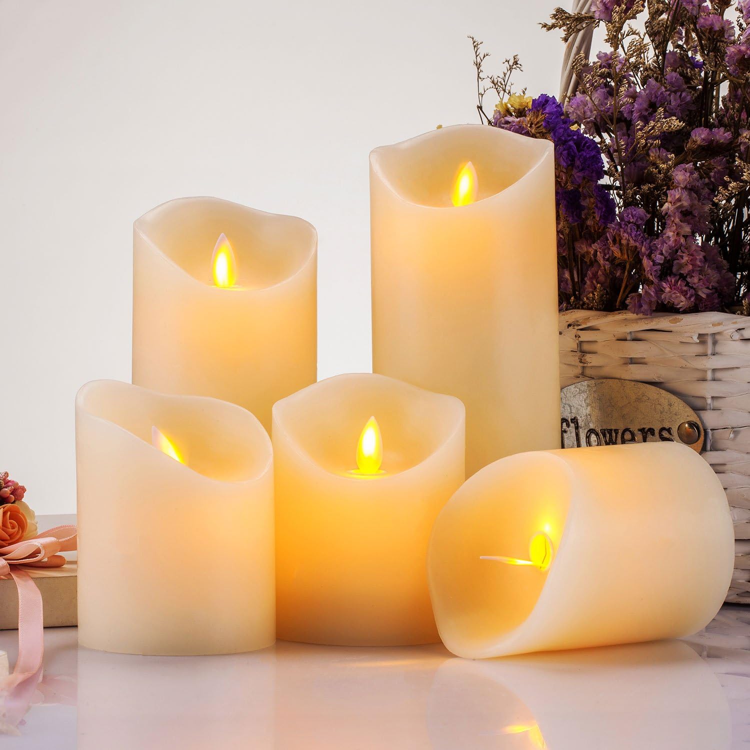 Detalle de Aku Tonpa Flameless Candles Pack of 5 10cm — pillar candles 🕯