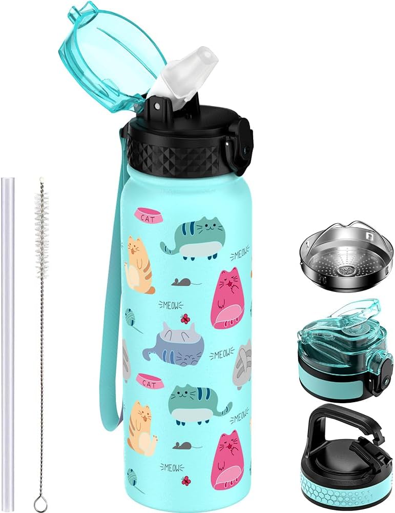 Thumbnail 6 de GOPPUS 600ml stainless water bottle with straw vacuum insulation and leakproof flip-top lid