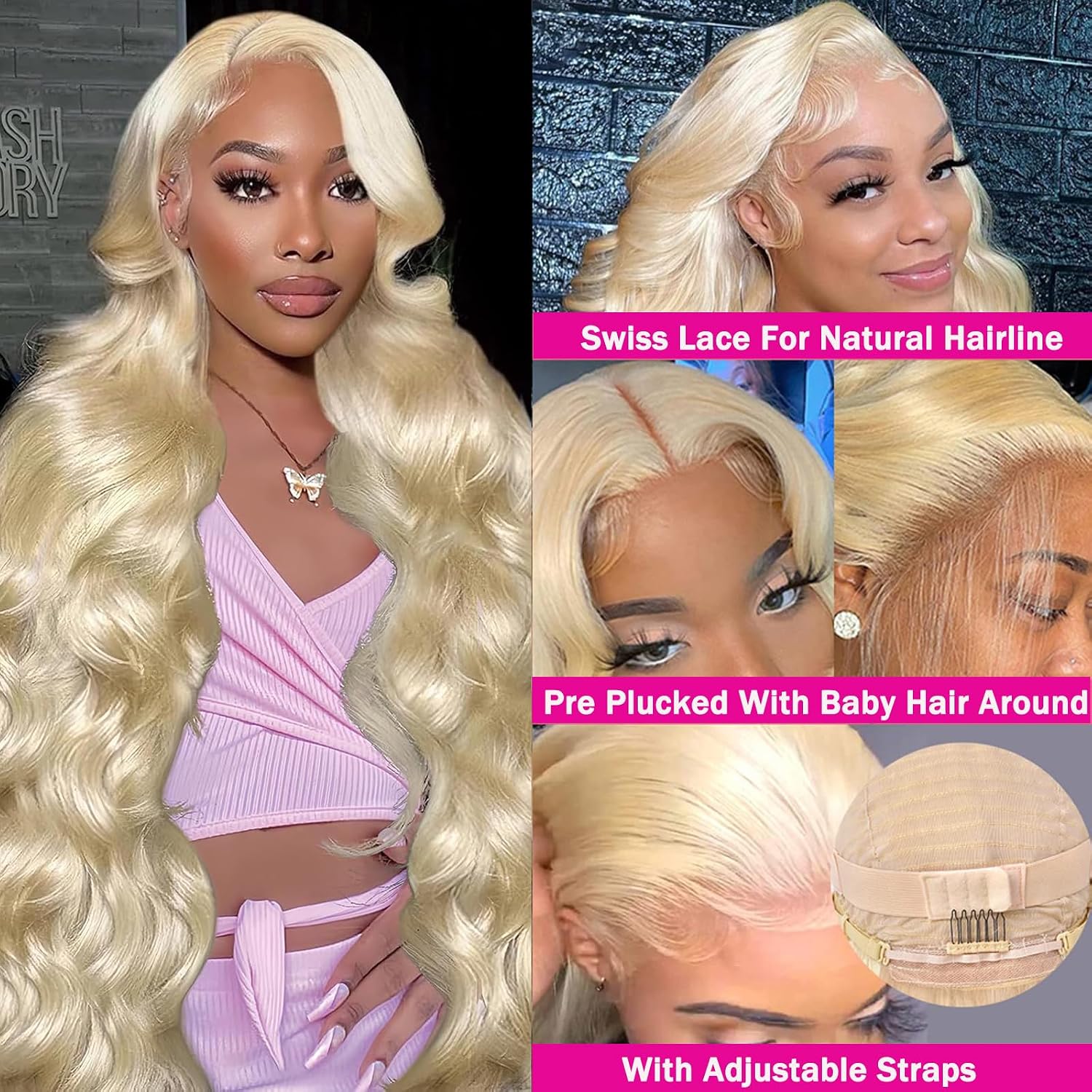 Detalle 2 de PUHPUH 30 Inch 613 Lace Front Wig