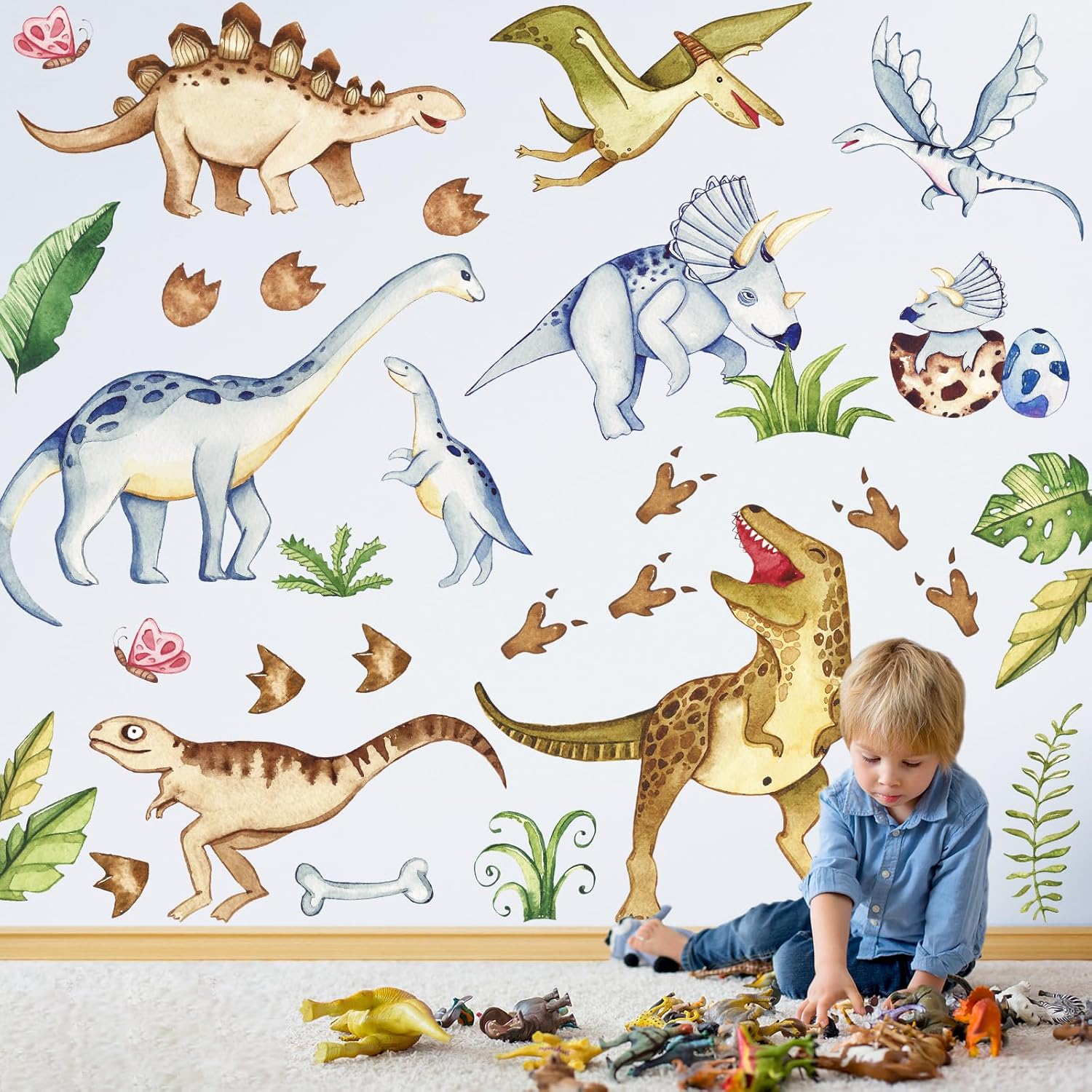 Thumbnail 6 de Watercolor Dinosaur Wall Stickers (Large) – Peel and Stick Dino Vinyl Cling Wall Decal for Nursery & Kids Rooms