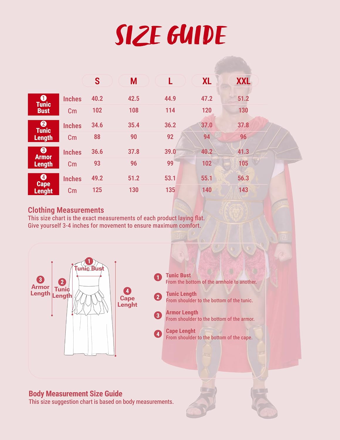 Detalle 2 de Spooktacular Creations Brave Men's Roman Gladiator Costume Set with Cape and Armor