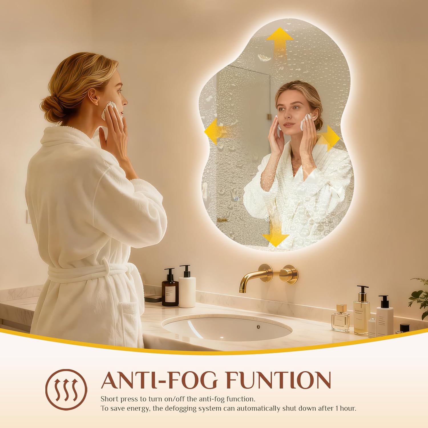 Thumbnail 3 de Clevich Miroir de salle de bain LED 90 x 60 cm à éclairage asymétrique et 3 températures de couleur