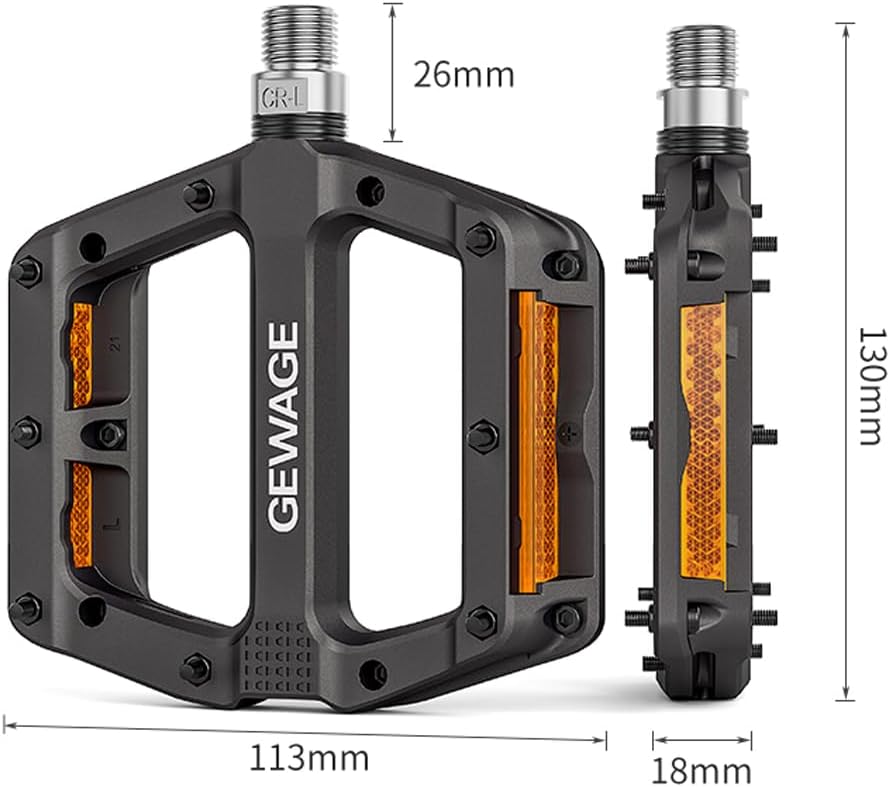 Thumbnail 3 de GEWAGE Pédales de vélo en fibre de nylon avec réflecteurs – compatibles 9/16 et roulements étanches