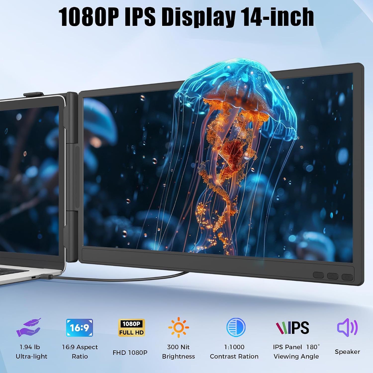 Detalle 2 de siaviala 14" Laptop Screen Extender 1080p portable monitor