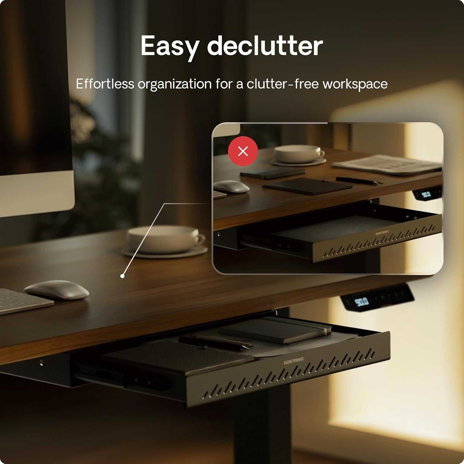 Detalle de Desktronic Hidden Organizer Under-Desk Storage Drawer (Light Green) for Office & Vanity Desks