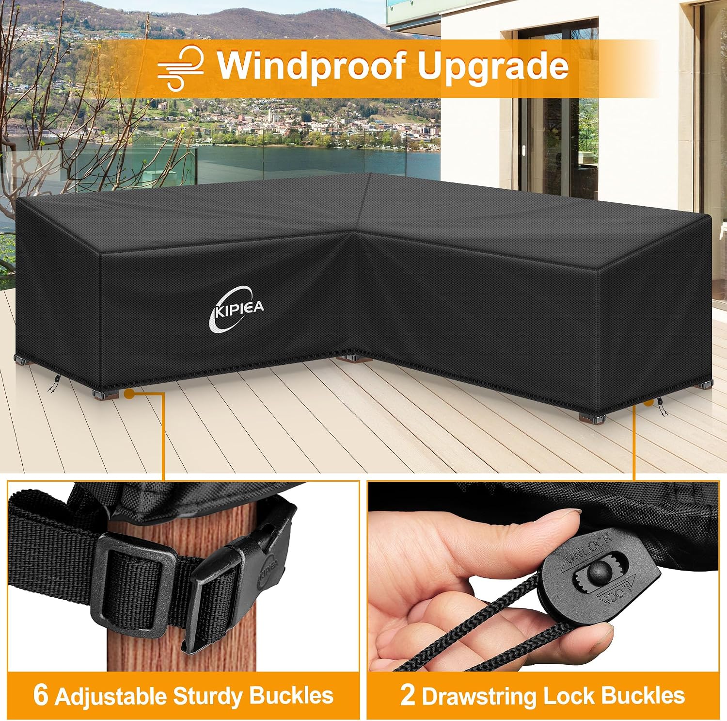 Thumbnail 4 de Kipiea 70" x 70" L x 33.5"D x 31" H V-Shape Sectional Cover, 600D Oxford