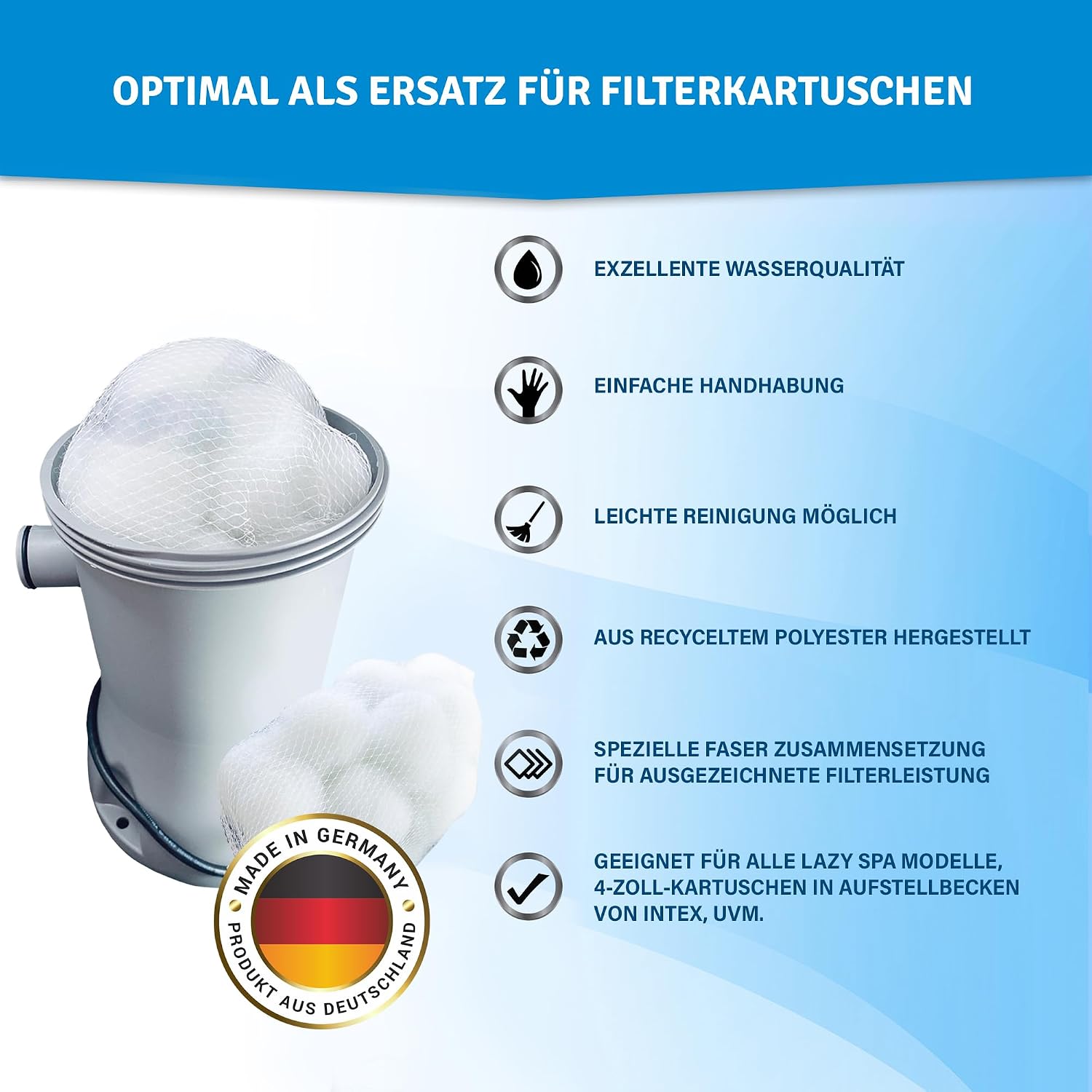 Thumbnail 1 de Veddelholzer 2 x Ersatzfilter für Kartuschenfilteranlagen – langlebige Filterbälle aus recyceltem Polyester