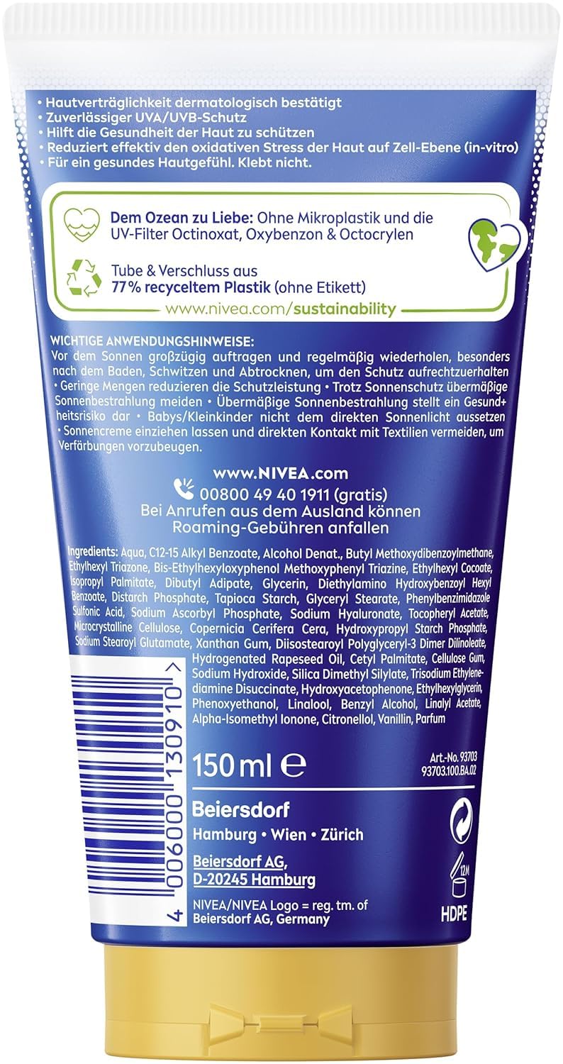 Thumbnail 6 de NIVEA SUN Schutz & Pflege Invisible Finish LSF 50+ mit Hyaluron – wasserfester Sonnenschutz ohne weiße Rückstände (150 ml)