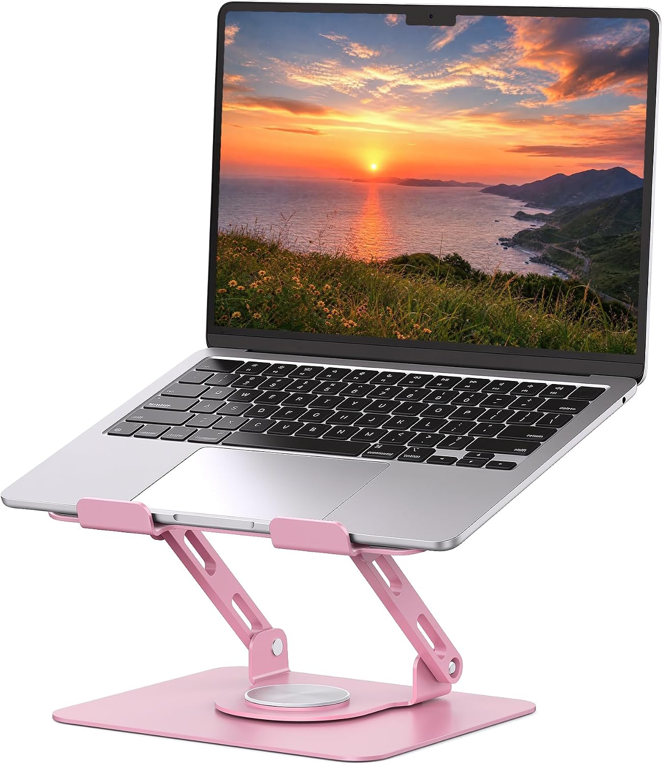 Detalle de SOUNDANCE JT16R Laptop Stand, 360° Rotating Metal Riser, Pink, 10–15.6-inch