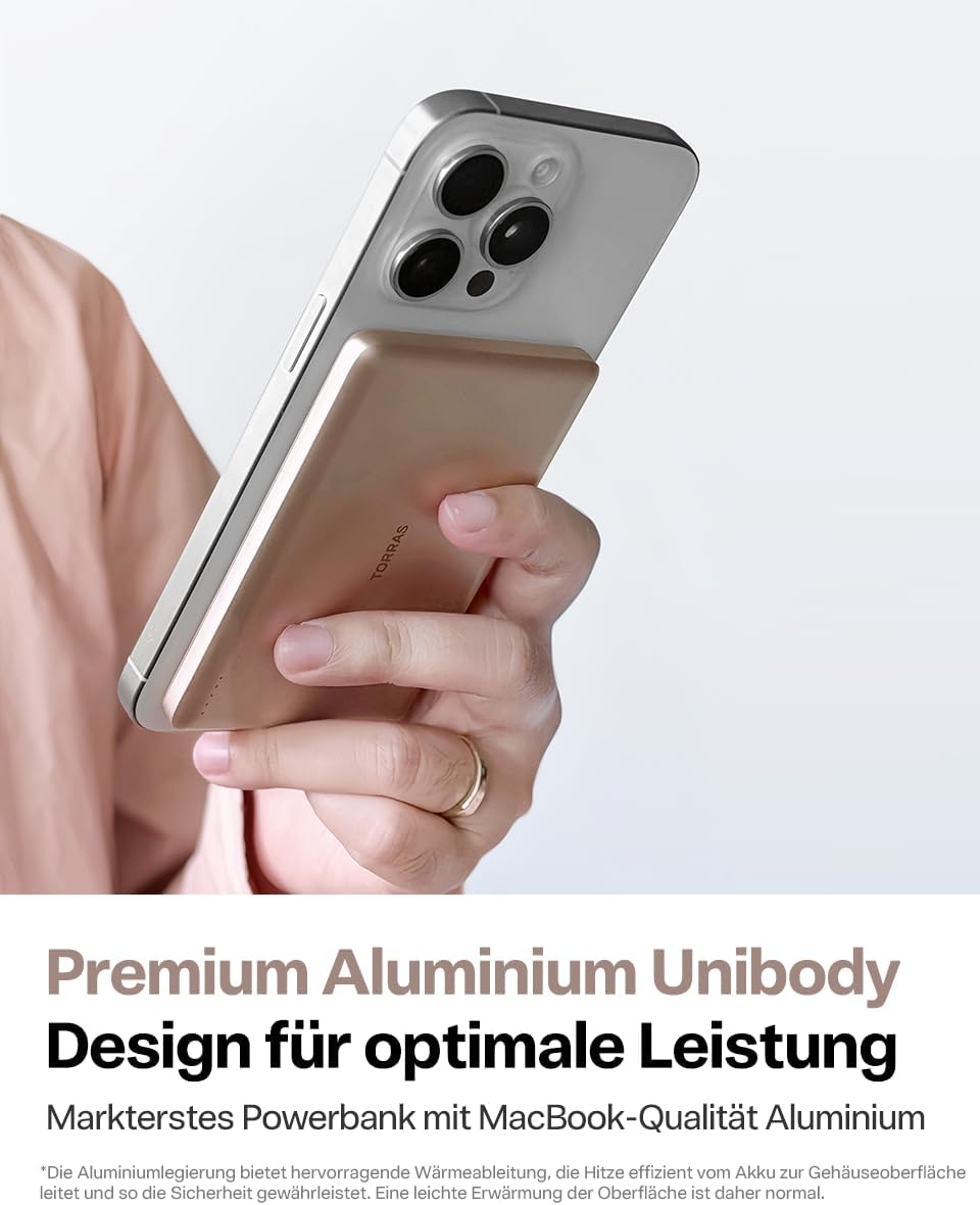 Detalle de TORRAS MiniMag Ultra Slim Powerbank: MagSafe, 5000mAh, 18W Schnellladen