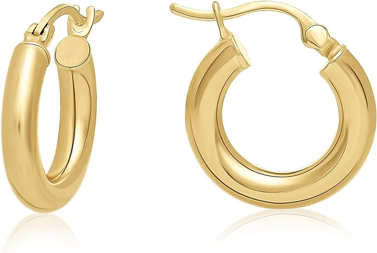 Detalle de Boucles d'oreilles créoles en or jaune 14k/585 - diamètre 22 mm, largeur 3,8 mm, brillantes