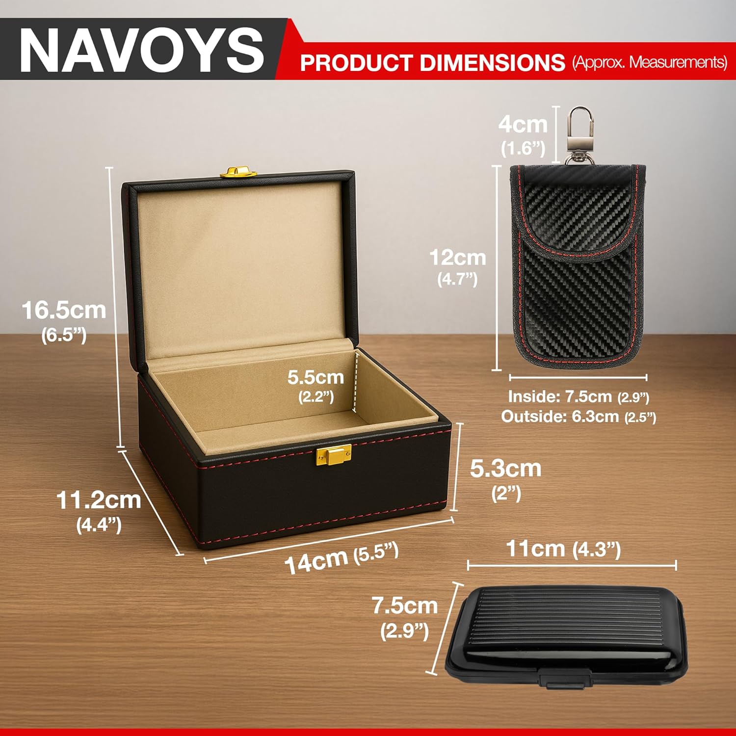 Thumbnail 1 de Faraday Box, 2 Pouches & Credit Card Holder – Signal Blocking Set for Keys and Cards