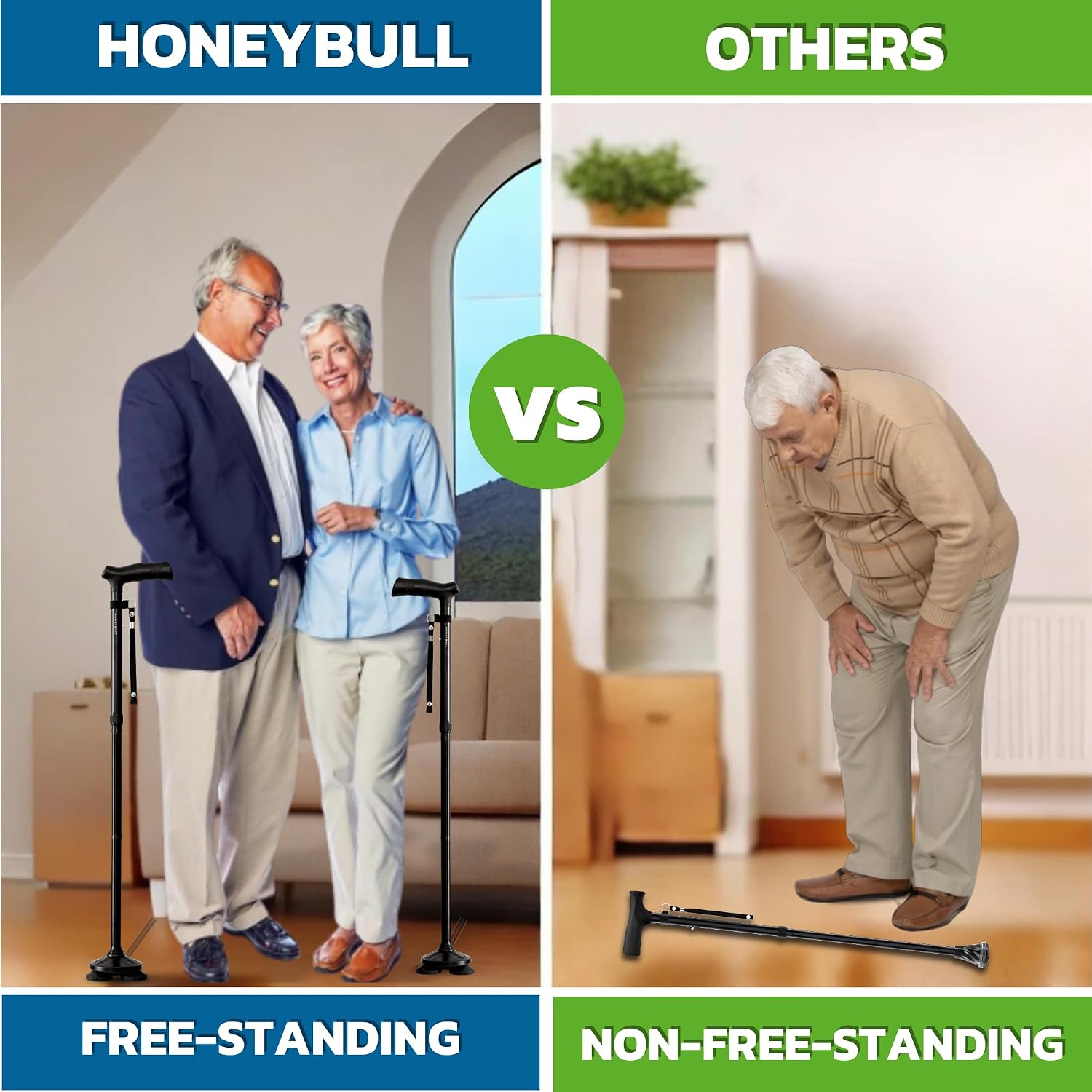 Thumbnail 3 de HONEYBULL Folding Walking Cane: All-Terrain, Adjustable & Heavy-Duty for Seniors and Adults