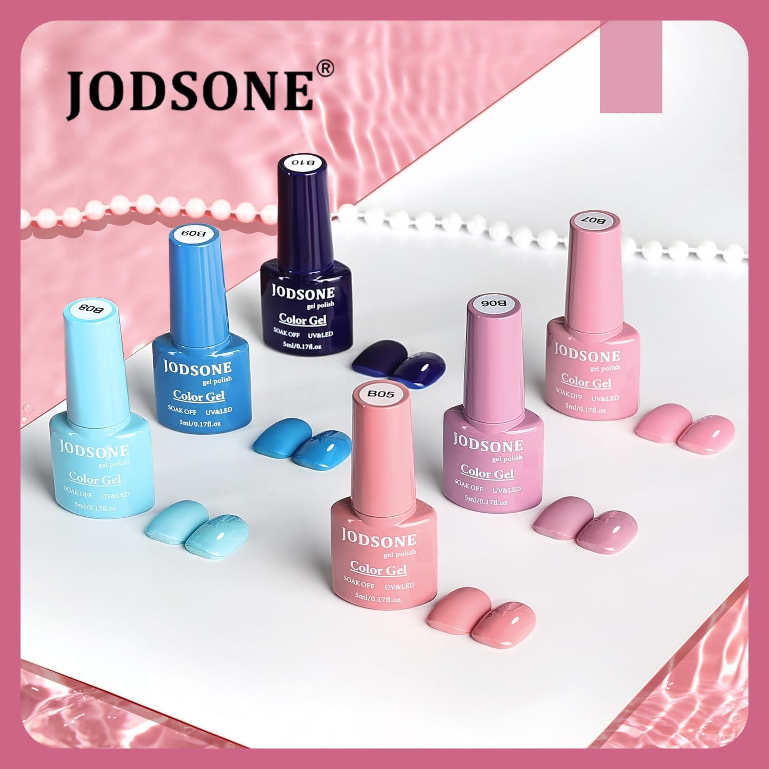 Detalle 2 de JODSONE 30 Farben Gel-Nagellack-Set mit 6 Funktionsgelen (Base, Top, Matt) – für ein einheitliches Farbergebnis