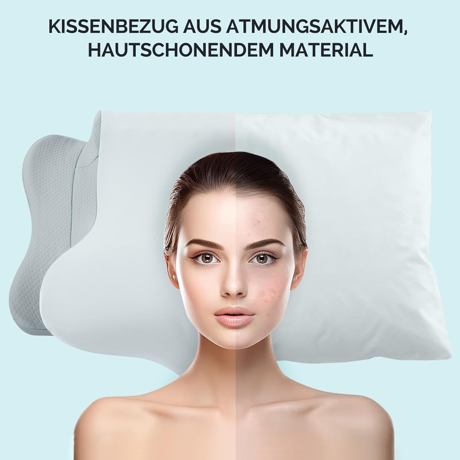 Thumbnail 3 de Nackenkissen Bücherkissen Kopfkissen aus Memory Foam mit Nackenstütze – ergonomisches Stützkissen für Seitenschläfer