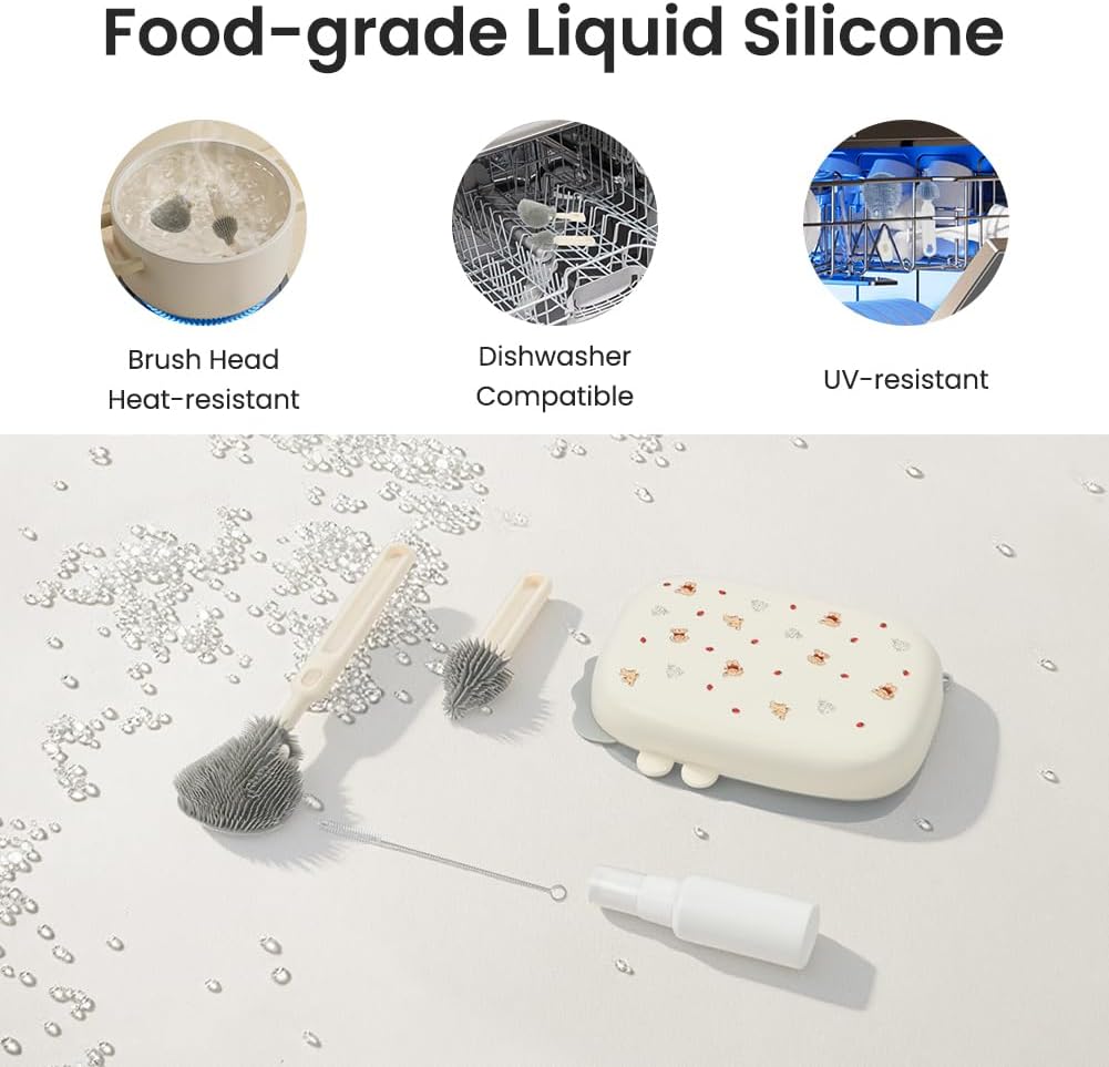 Thumbnail 6 de Vicloon 6 in 1 Spazzole per biberon: set da viaggio con spazzola in silicone, dispenser di sapone e accessori essenziali