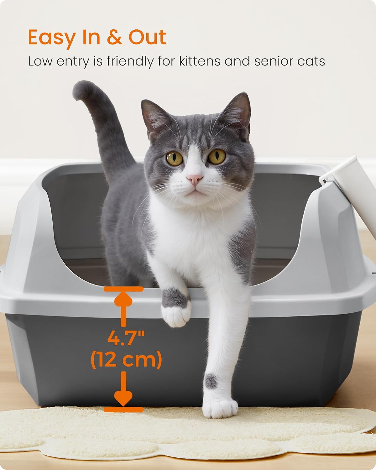 Thumbnail 6 de Feandrea BOXAL Collection PPT009GN01 XL Open-Top Cat Litter Tray, Slate Grey