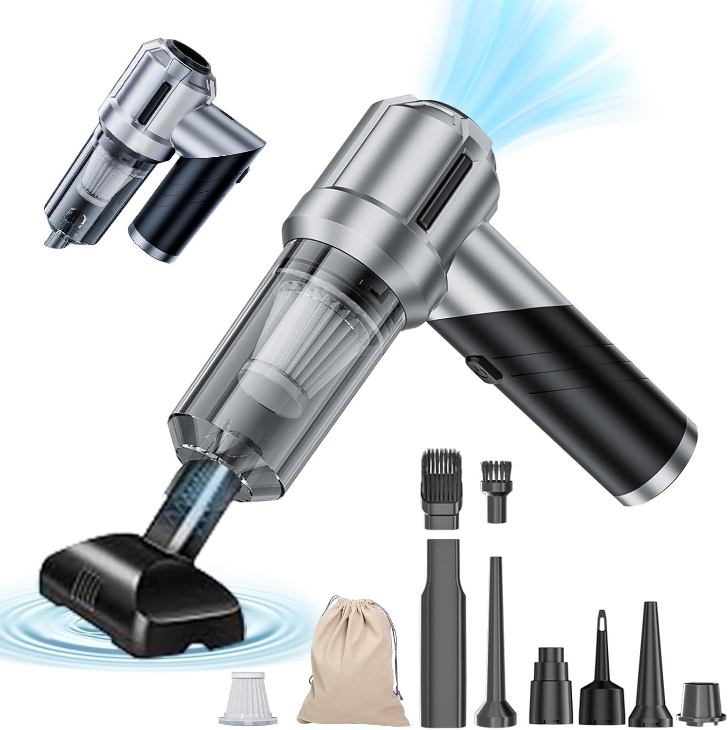 Detalle de houscly Portable Cordless 20000PA Vacuum Cleaner for Car & Home 🧹