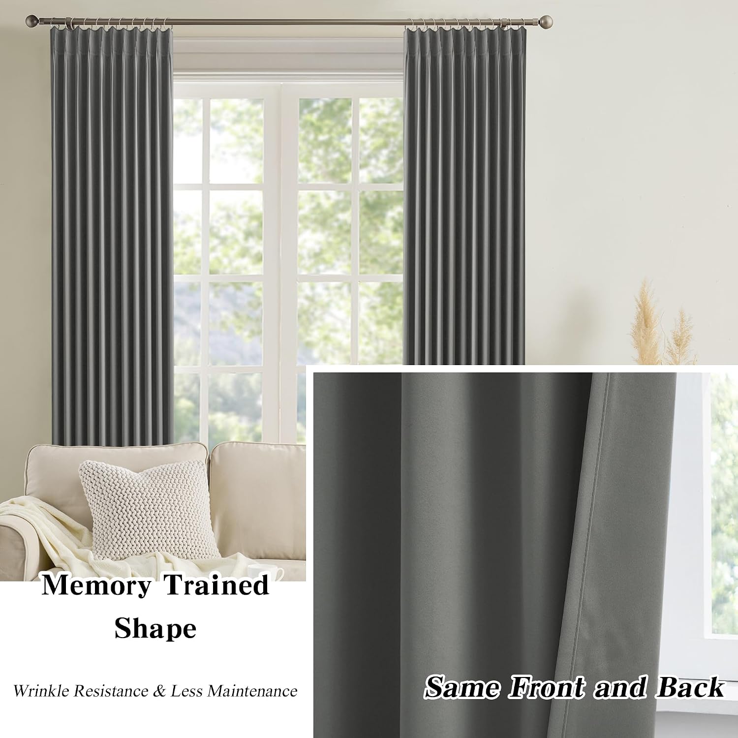 Detalle 2 de KEQIAOSUOCAI Blackout Curtains 90-Inch