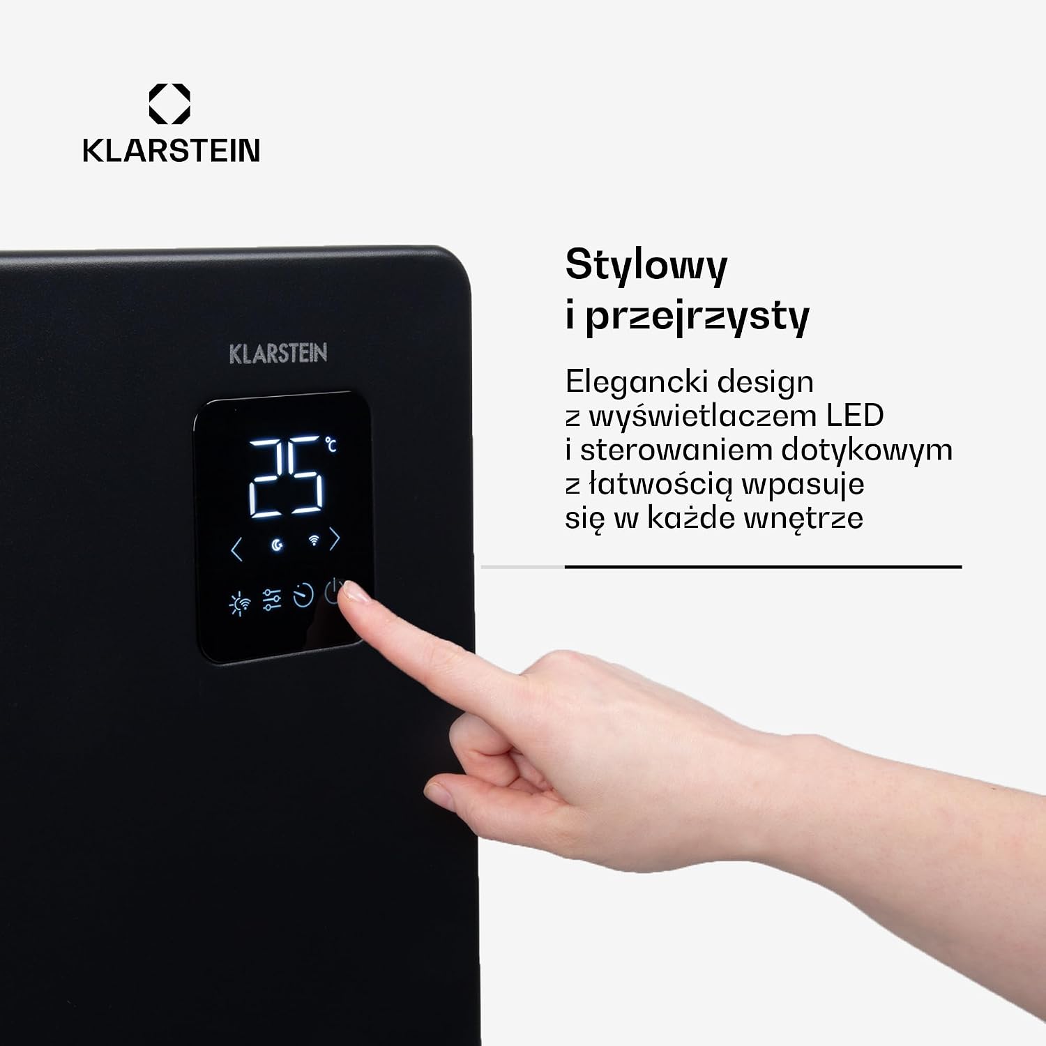 Detalle de Klarstein konwektor elektryczny 1500 W, sterowanie aplikacją i montaż na ścianie