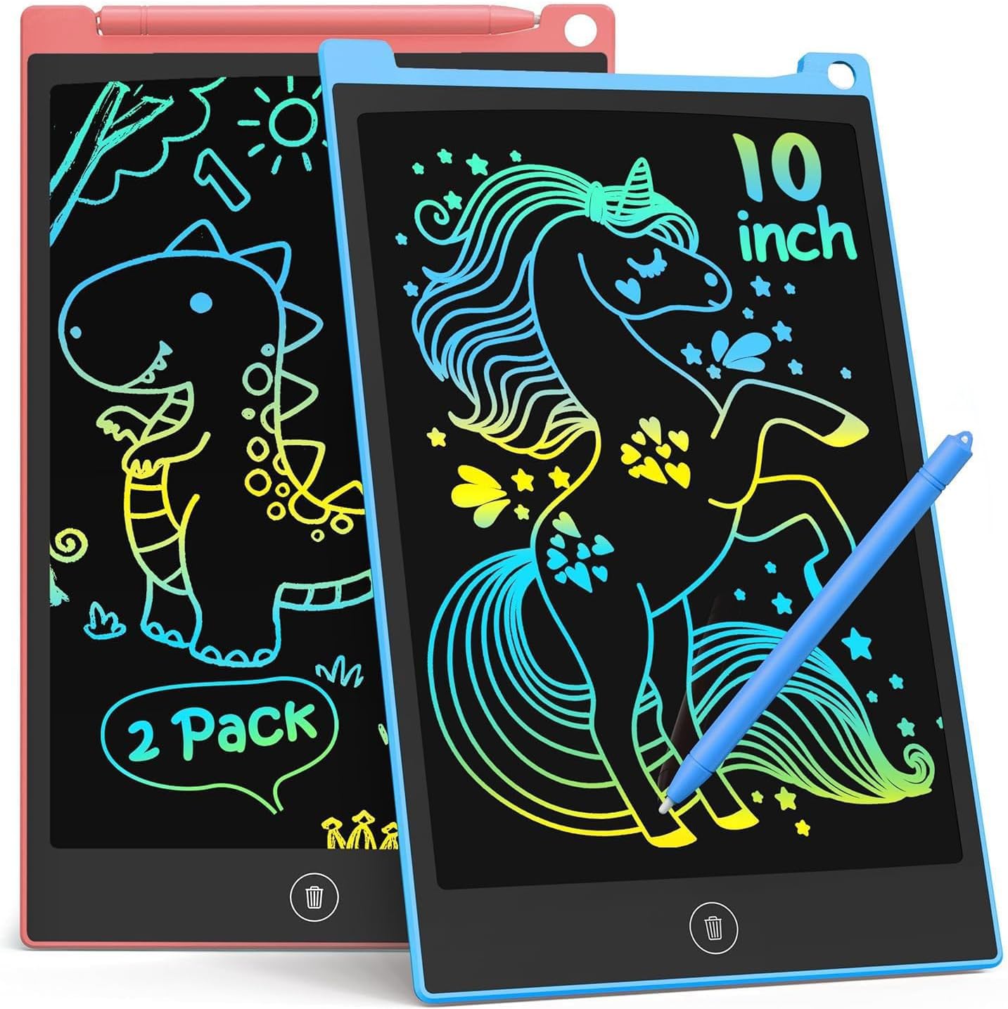 Detalle de TECJOE 10 Inch 2 Pack LCD Writing Tablet for Kids: Mess-Free Doodle Boards for Travel and Learning